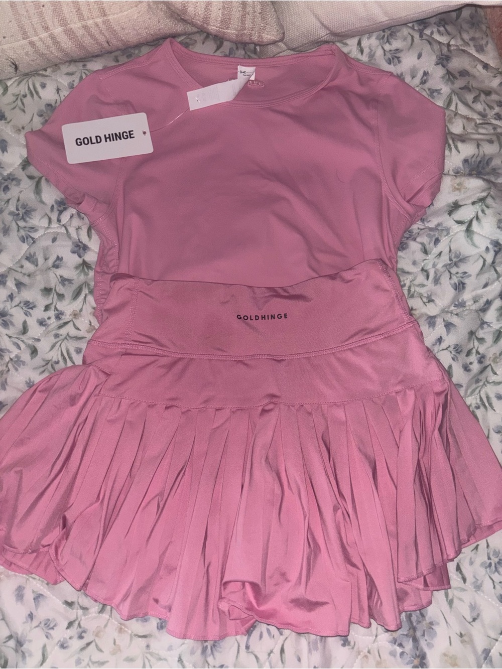 GoldHinge Pink Athletic Skirt Set